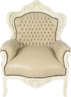 Produktbild von Casa Padrino Barock Sessel King Creme Lederoptik / Creme - Möbel Antik Stil