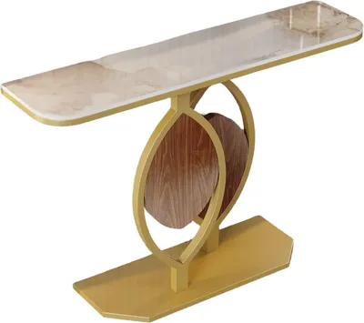 Image de Tables d'appoint Royal – Blanc/Or – Table d'appoint / Table d'appoint murale – Aspect marbre – 120 cm