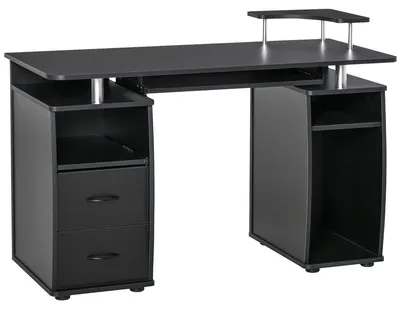 Image de Bureau informatique - Bureau d'ordinateur - Bureau de travail - Table de travail - Bureau d'étude - 120x50 cm - Avec tiroir et étagère pour imprimante