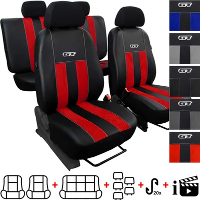 Produktbild von Autositzbezüge 2+3 - Universal Auto Sitzauflagen Set - Dreilagig Auto Sitzbezüge mit Reißverschluss - Schwarz Schonbezüge Auto - GT-Rot
