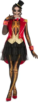 Immagine prodotto di Costume da scheletro da direttore di circo per donna nero/rosso - M