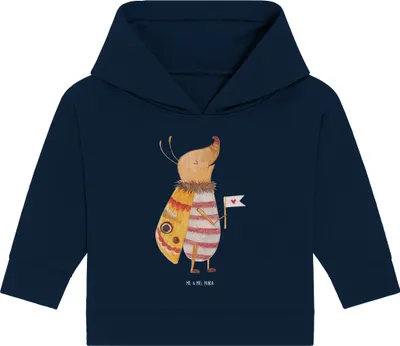 Produktbild von Mr. & Mrs. Panda Organic Baby Hoodie Nachtfalter Fähnchen 12. - 18. Monat - French Navy - Geschenk, Spruch Lustig, Käfer, Kapuzenshirt, Lustige Sprüche, Witzig, Niedlich