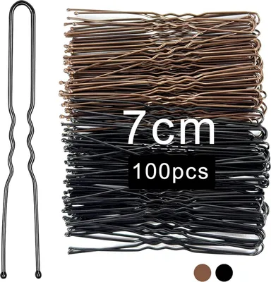 Produktbild von Haarnadeln Schwarz Braun 100 Stück U-förmige Bobby Pins 7cm Hair Pins
