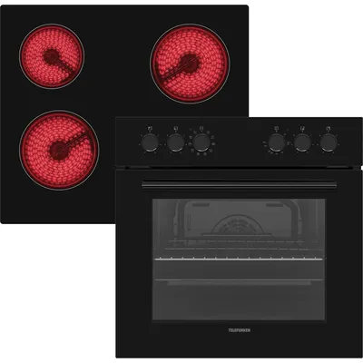 Produktbild von Telefunken ECH65A-B2 Einbauherd-Set | Elektro-Herd-Kochfeld-Kombi | Backofen mit Grill & Umluft | Glaskeramik-Kochfeld