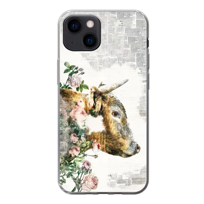 Produktbild von MuchoWow® Handyhülle Schutzhülle Hülle für iPhone 13 mini Schottischer Highlander - Farbe - Blumen Silikon Softcase Handy Hülle - Softcase