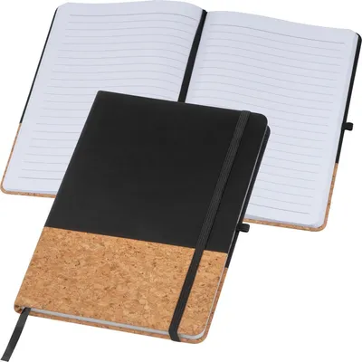 Produktbild von Notizbuch mit PolyurethanKork Cover / A5 / 160 linierte Seiten / Farbe: schwarz