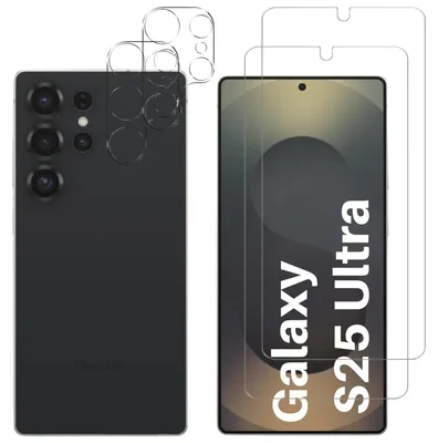 Produktbild von Gehäuse aus gehärtetem Glas für Samsung Galaxy S25 ULTRA und Kameraschutz [2er-Pack] Displayschutzfolie  Phonillico®
