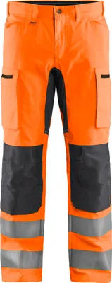 Produktbild von High Vis Arbeitshose Mit Stretch "1585 " - Blakläder High Vis Orange/Mittelgrau C64