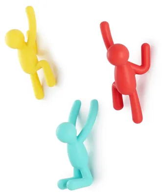 Image de Buddy Hooks – Crochets muraux décoratifs pour vestiaires, vestes, écharpes, sacs, sacs à dos, serviettes, etc., lot de 3, rouge/bleu/jaune