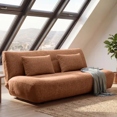 Produktbild von riess-ambiente Schlafsofa ELYPSE 195cm rostbraun Chenille 3-Sitzer Couch inkl. Kissen
