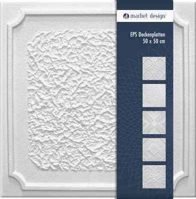 Produktbild von Deckenplatten aus Styropor EPS - Deckenpaneele leicht & robust im modernen Design - (2QM Sparpaket ANTIK 50x50cm) Verkleidung Deckenplatten Decke weiß