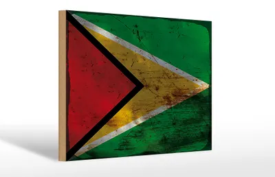 Produktbild von Holzschild Flagge Guyana 30x20cm Flag of Guyana Rost
