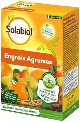 Immagine prodotto di SOLABIOL Agrumes Fertilizzante, 1,5 kg, Favorisce la fruttificazione, Nutrizione a lungo termine, Fino al 60% di frutti in più, UAB
