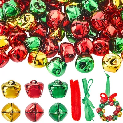 Kerstkrans-Bastelset mit Glöckchen, 132-tlg., rot/grün