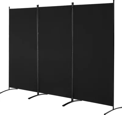 Image de Séparateur de pièce 3 panneaux en tissu pour bureau ou chambre à coucher, noir