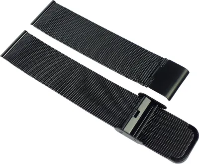 Produktbild von Minott > Uhrenarmband Edelstahl Milanaise schwarz Edelstahlband, Stegbreite:24mm