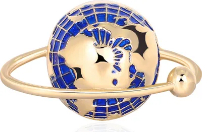 Produktbild von Mode Uni Globe Legierung Emaille Brosche Pin Abzeichen Revers Denim Jacke Dekor-Golden