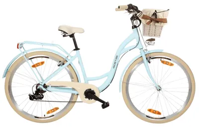 Obrázok produktu pre Goetze Mood 28" mestský bicykel, hliníkový rám s nízkym nástupom 18", Shimano Tourney 6 rýchlostí, V-Brake, LED osvetlenie, pohodlné sedlo, košík