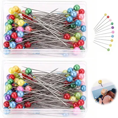 Imagen del producto de Alfileres con cabeza de plástico de color, de 38 mm, paquete de 200 unidades, para costura