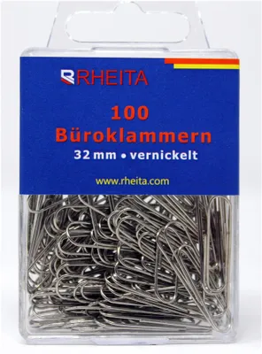 Produktbild von Rheita Büroklammern 32 mm, vernickelt, 100 in Klarsichtbox
