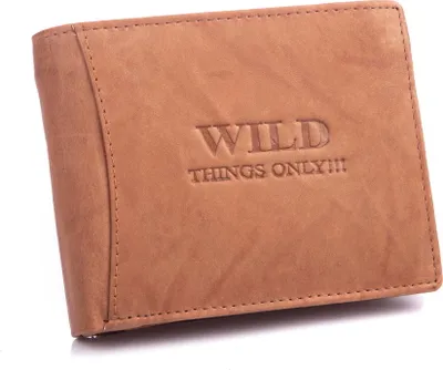Zdjęcie produktu dla WILD Portfel Męski Skórzany Klasyczny Poziomy Duży Jasnobrązowy