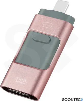 Produktbild von SOONTEC 128 GB 3.0 USB-Stick Memory Speicher 3 in 1 MICRO USB / USB / Lightning für Camcorder, Camera, MP3 Player, iPhone, Samsung, (Rosé)