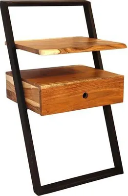 Produktbild von Nachttisch Loku 45cm, 1 Schublade - Massivholz Akazie/Metall