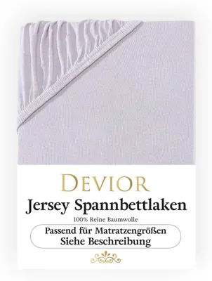 Produktbild von Devior Jersey Spannbettlaken 180x200 - 200x220 silber Bettlaken 100% Baumwolle für Boxspringbett und Wasserbett