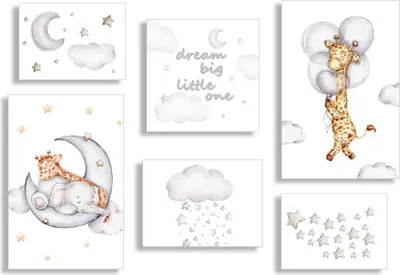 Produktbild von 6er Set Poster inkl Bilderrahmen Kinderzimmer Wandbilder mit Spruch Deko Kinder Mädchen und Jungs - Bilderrahmen: Ohne | Set: 3