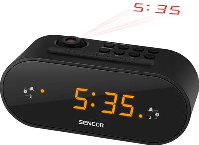 Obrázek produktu pro SENCOR SRC 3100 B - Radiobudík s projekcí času, s 10 předvolbami, otočný objektiv o 180°, buzení rádiem nebo signálem