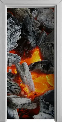Produktbild von Tür Selbstklebende 90x210 cm Türfolie Türtapete Klebefolie - Grill Feuer Glut