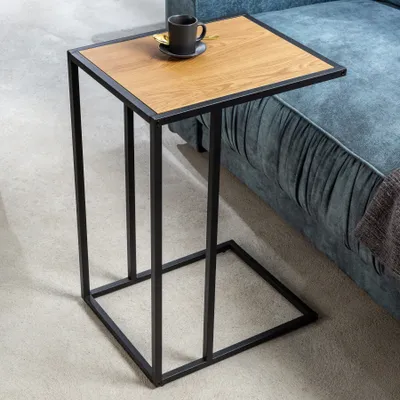 Produktbild von Industrial Beistelltisch SLIM LINE 43cm Wildeiche schwarz Laptoptisch