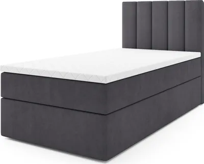 Produktbild von MR GROUP Boxspringbett LATINA MINI 100x200 rechts Kinderbett Jugendbett Einzelbetten Stauraum Polsterbett Matratze Topper H3 Schlafzimmer dunkelgrau