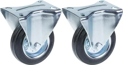 Obrázok produktu pre 100 mm 4" gumové kolieska, pevné, silná nosnosť 180 kg, sada 2 ks