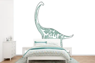 Produktbild von MuchoWow® Fototapete für Wohnzimmer oder Schlafzimmer Wandtapete Vinyl Motivtapete Kinderzimmer - Dinosaurier - Brachiosaurus - Jungen - Mädchen - Kind - 450x300 cm - Kindertapete - Gemusterte