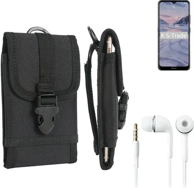 Produktbild von K-S-Trade Holster Schutz Hülle kompatibel mit Nokia 2.4 Gürteltasche Handy Hülle Tasche outdoor Seitentasche schwarz 1x + Kopfhörer
