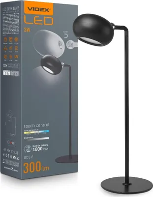 Image de Lampe de table LED rechargeable, noire | VIDEX