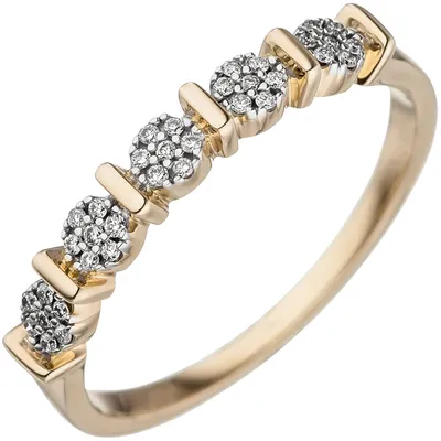 Produktbild von Gr. 52 - Damen Ring 585 Gold Gelbgold 35 Diamanten Brillanten Goldring Diamantring