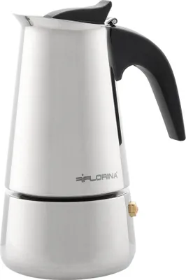 Produktbild von FLORINA nerezový kávovar na espresso 4 šálky (200 ml) I Vařič na espresso LUNGO I Nerezová konvice na espresso s indukční základnou I Vhodné pro všechny typy sporáků a indukci