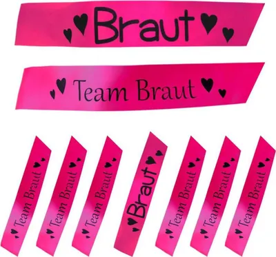 Produktbild von Oblique Unique Schärpe Braut + Team Braut Set JGA Hen Party Bride to Be pink