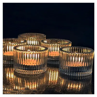Produktbild von 12 Teelichthalter aus Glas, 4,5 cm x 3,5 cm, klar, für Geburtstagsfeiern, Tischdekoration, Wohn- und Hochzeitsdekoration