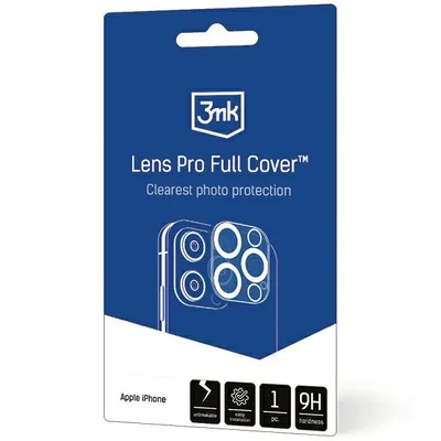 The image shows the retail packaging for a camera lens protector for an iPhone.
