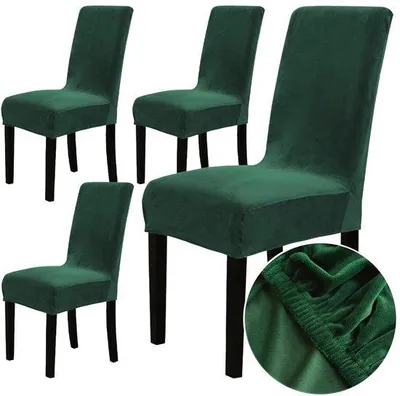 Obrázek produktu pro Sada 4 potahů na židle Unyqoos® z pružného sametu – elastické potahy na židle vhodné pro sedací výšku 45–60 cm a sedací plochu 40–50 cm, lze prát v pračce