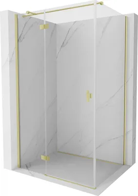 Produktbild von Mexen Mist H T Duschkabine, klappbar, links 75 x 70 cm, transparent, gebürstetes Gold - 8A5T-075-070-55-00-L