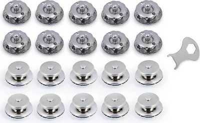 Produktbild von 10er Tenax Set aus Oberteil Edelstahl bis 2,5 mm & 10x Stoffunterteil, inkl. Schlüssel