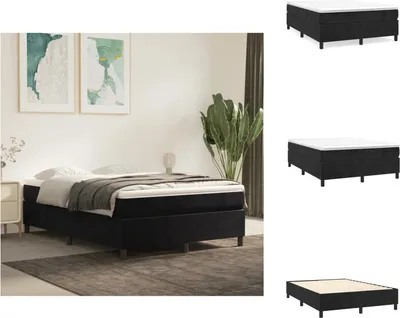 Image de vidaXL Lit Boxspring Noir 140x200 cm Velours - Lits et Sommiers