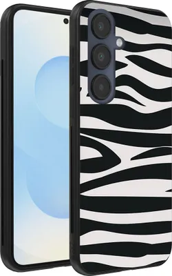 Produktbild von Smartphonica Handytasche geeignet für Samsung Galaxy S25 mit Zebradruck - TPU zurück Abdeckung Fall Zebra-Design - Schwarz Weiß