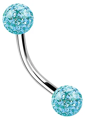 Produktbild von Titan Piercing Schmuck Banane 1,2 x 6 mm + Epoxy Kugeln in hellblau-türkis