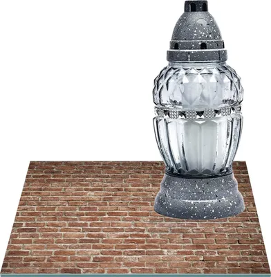 Zdjęcie produktu dla SZKLANA PODSTAWKA POD ZNICZE Z DEDYKACJĄ 40x40cm Mur 215h
