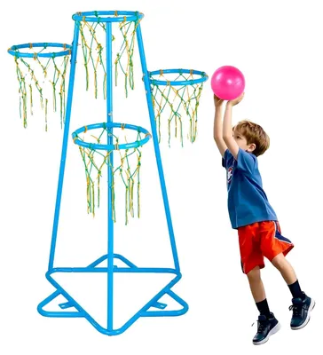 Produktbild von VEVOR Kinder Basketballkorb, 4-Korb Kinder Basketballkörbe, Tragbarer Basketballständer mit verstellbaren Höhen und 3 Bällen, Indoor- und Outdoor-Basketballspielzeugset für Kinder jeden Alters, Jungen und Mädchen